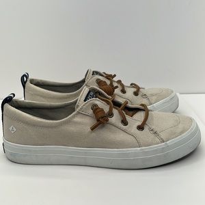 Sperry lace up canvas boat shoe sz 8
